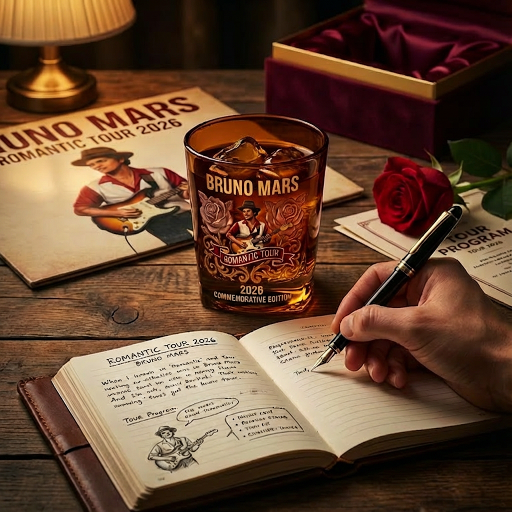 Bruno Mars – Romantic Tour 2026 Commemorative Whiskey Glass