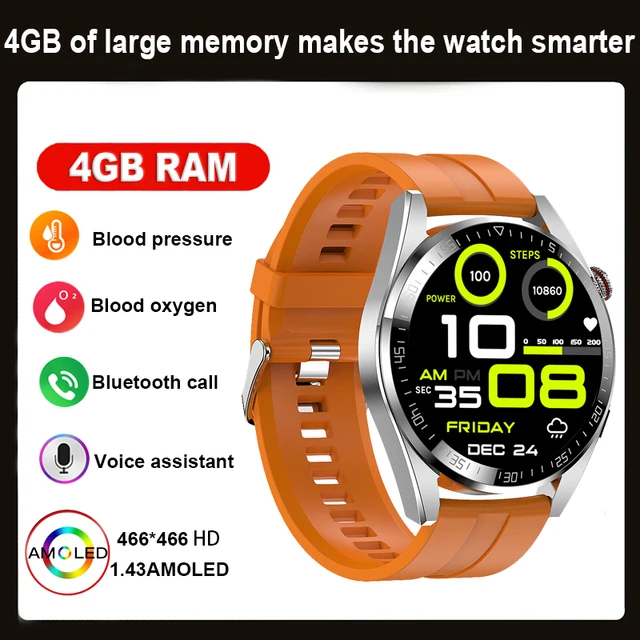 2023 New men's AMOLED Smartwatch HD Bluetooth Talk 4GB memory 466*466 full screen touch 3ATM deep waterproof smartwatch for men