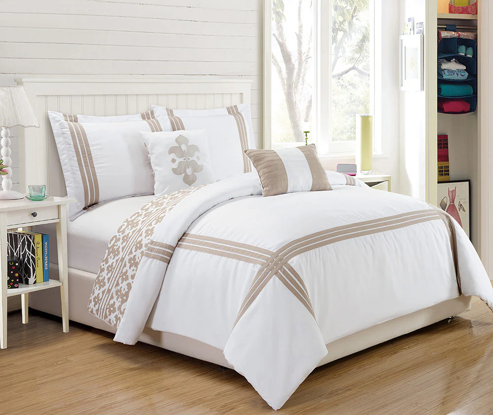 Barrington Oversized 5-piece Reversible Comforter Set, Beige