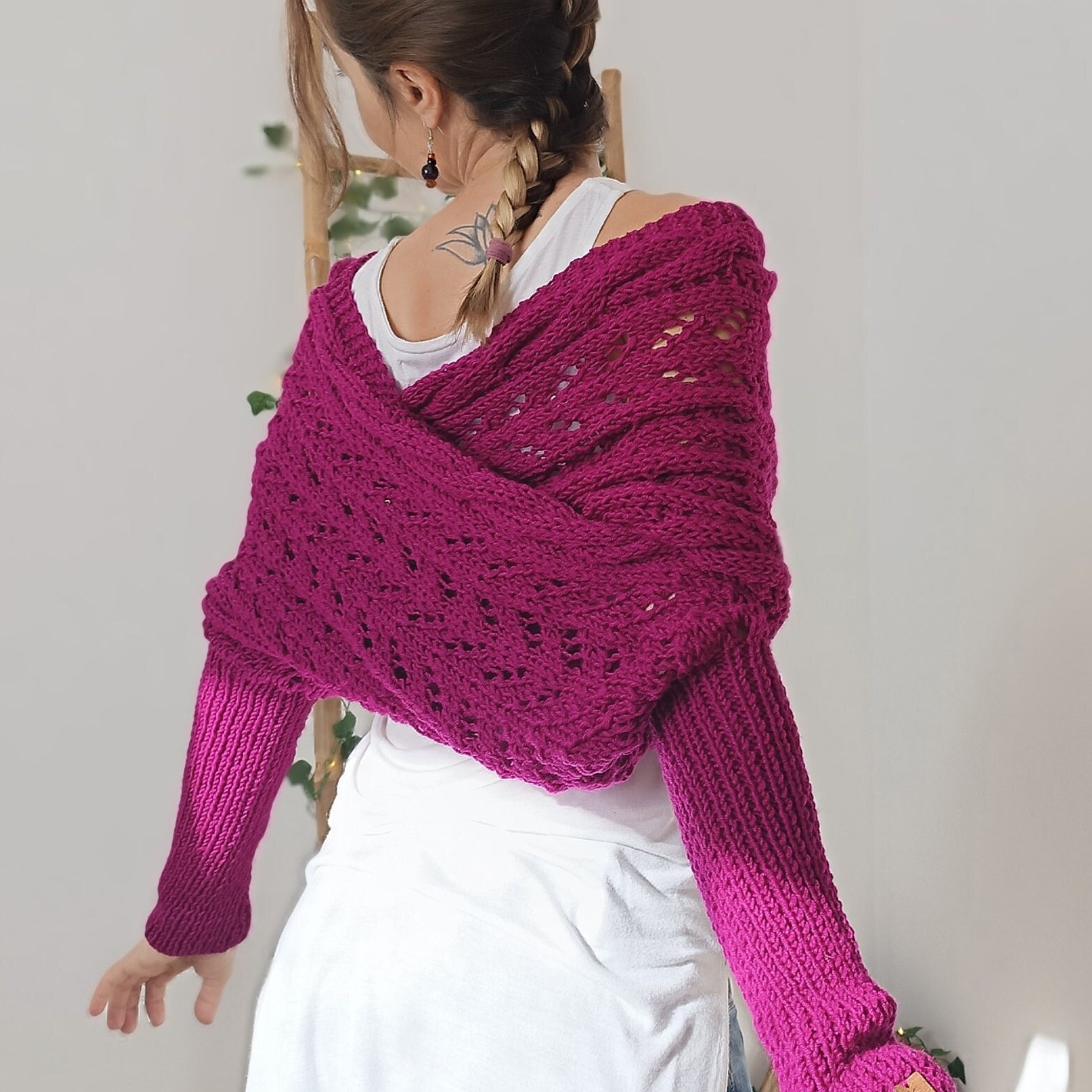 ON SALE🔥Scarf With Sleeves, Knitted Cable Wrap