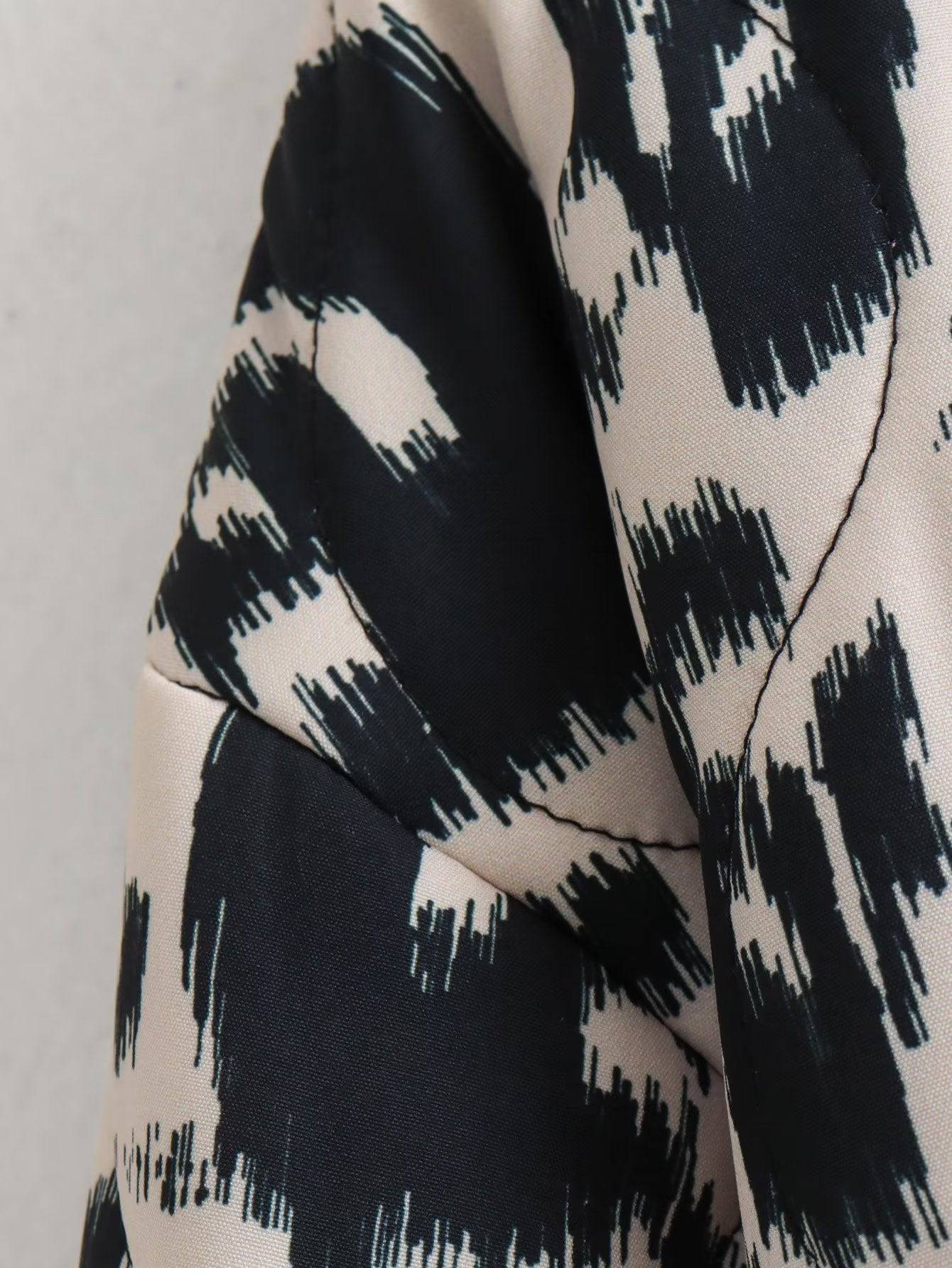 Autumn Winter Collarless Animal Print Loose Cotton Coat Jacket Coat Women