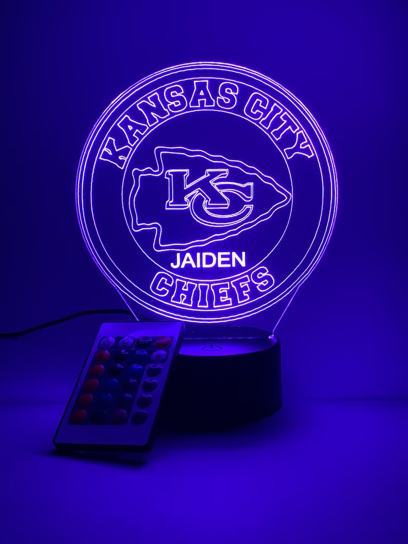 KANSAS CITY CHIEFS 3D LAMP PERSONALIZED