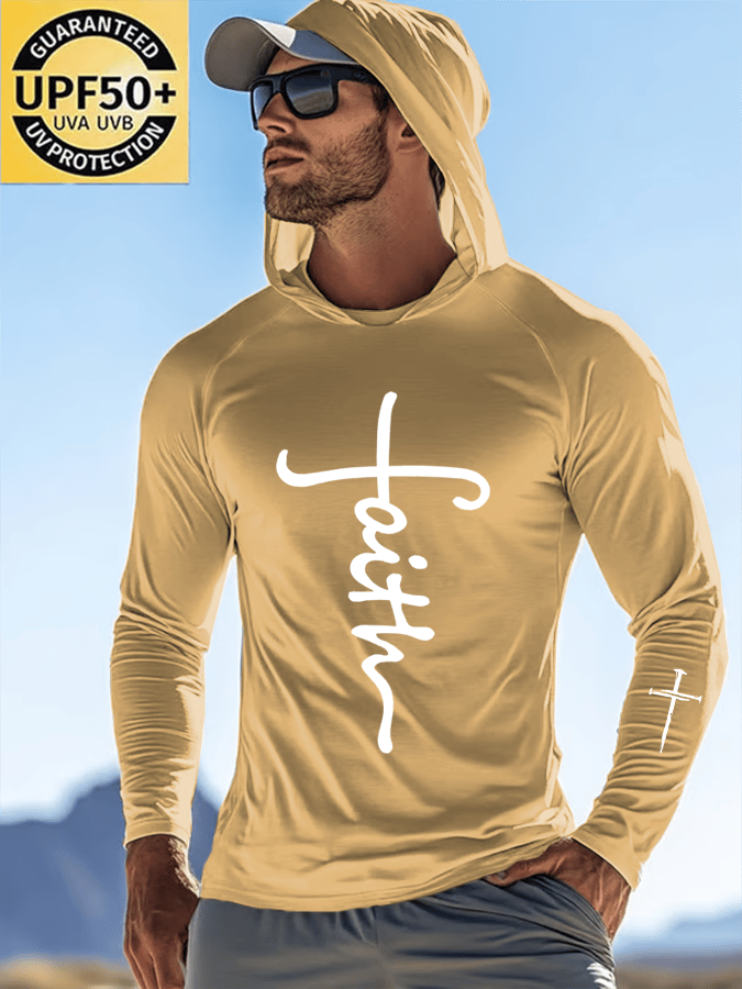 🔥Hot Sale Picks 🔥Men's Faith Outdoor Sun Protection Breathable Cool Hooded Sun Protection Long Sleeve Top