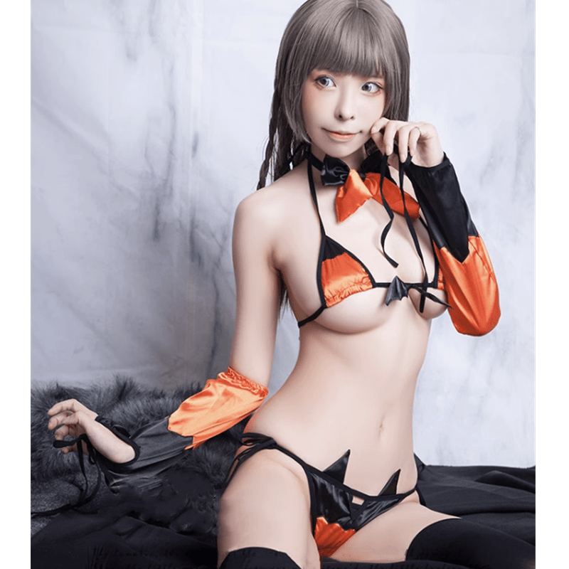 Devil Bow Lace Bikini Lingerie Set