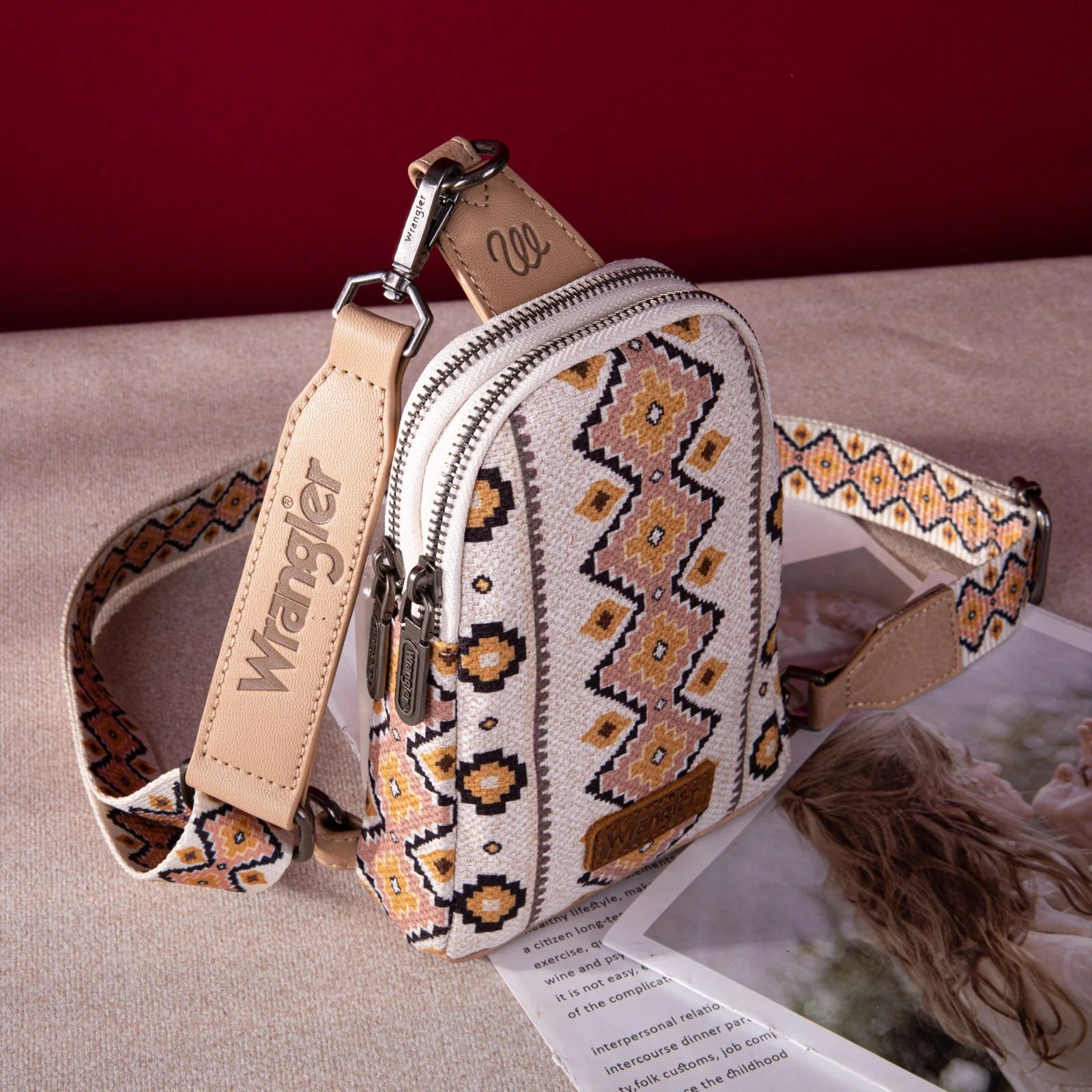 Southwestern Print Canvas Crossbody/Sling/Chest Bag