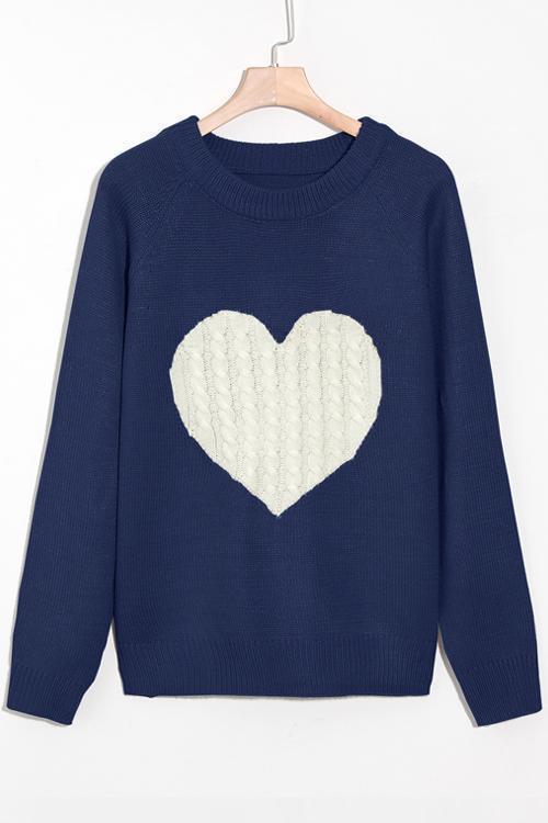 Heididress Color Block Love Heart Knit Sweaters
