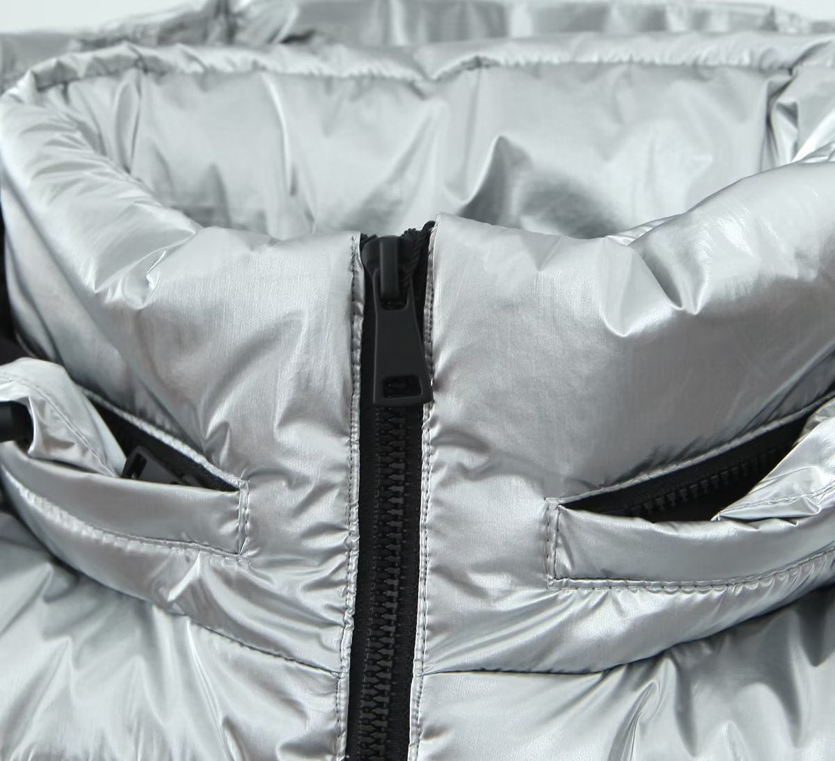 Women Clothing Metal Cotton Jacket Short Thick Jacket