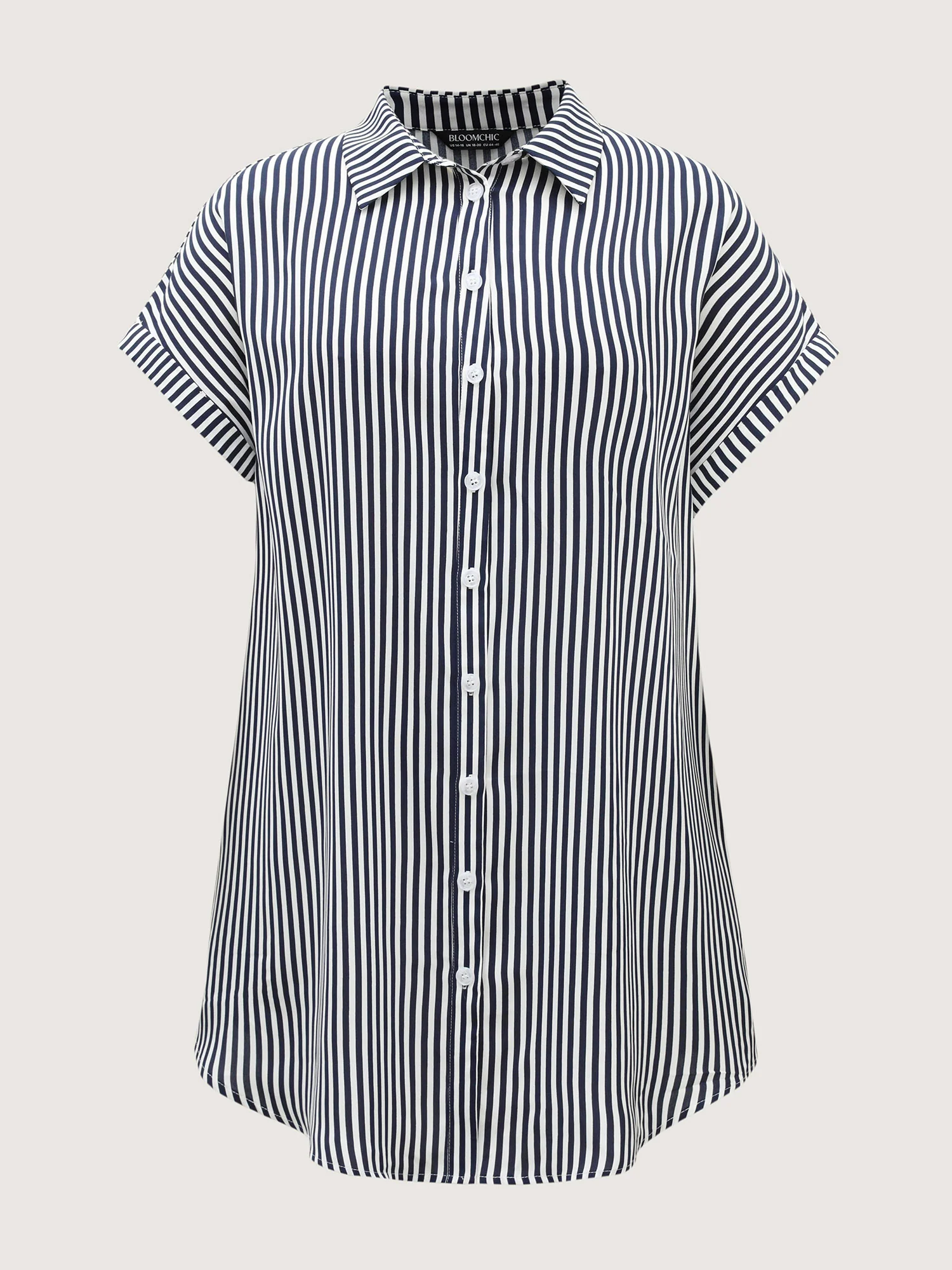 Striped Button-Front Tunic Blouse
