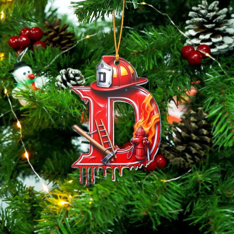 Personalized Alphabet Letter Firefighter Ornament
