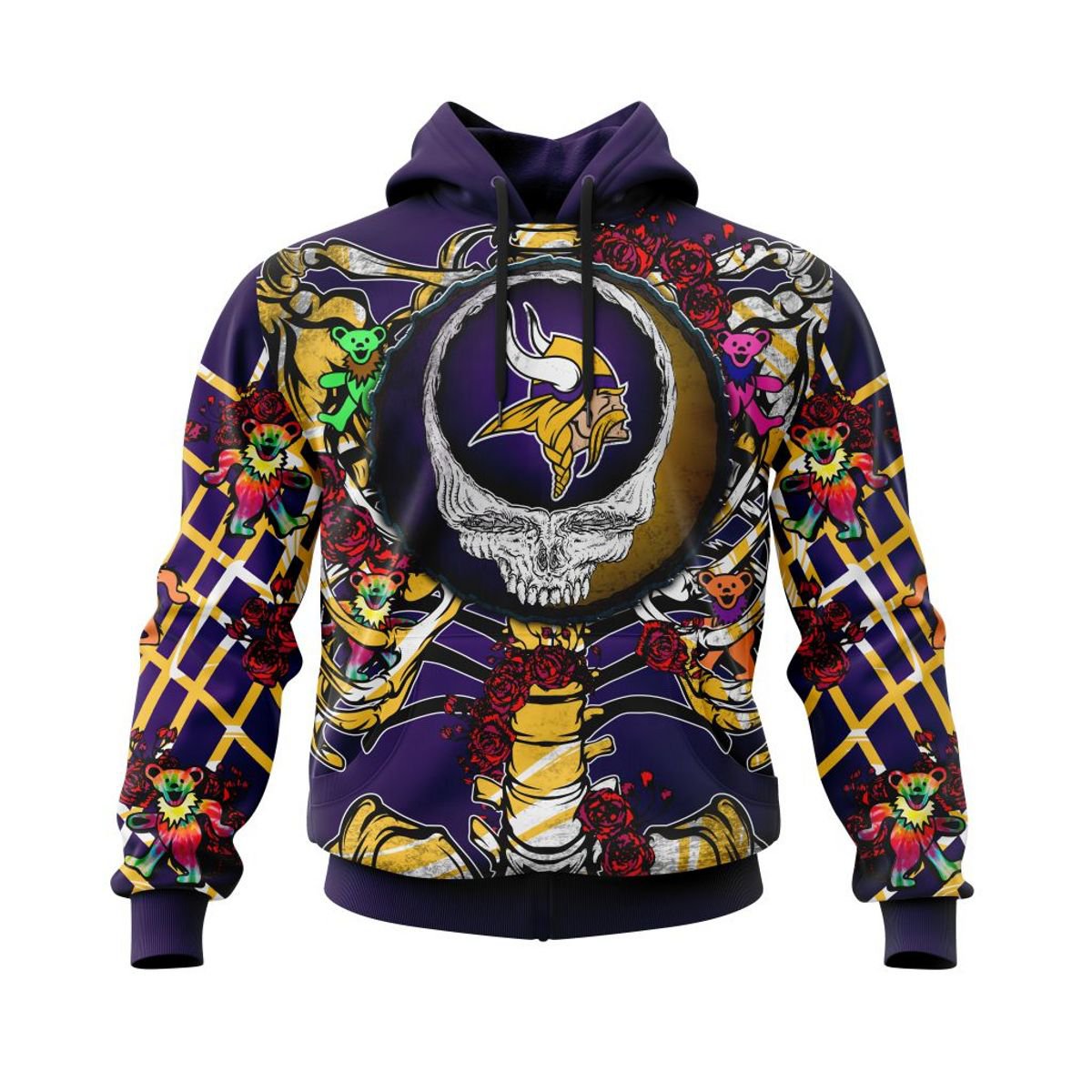 MINNESOTA VIKINGS 3D HOODIE MIX GRATEFUL DEAD