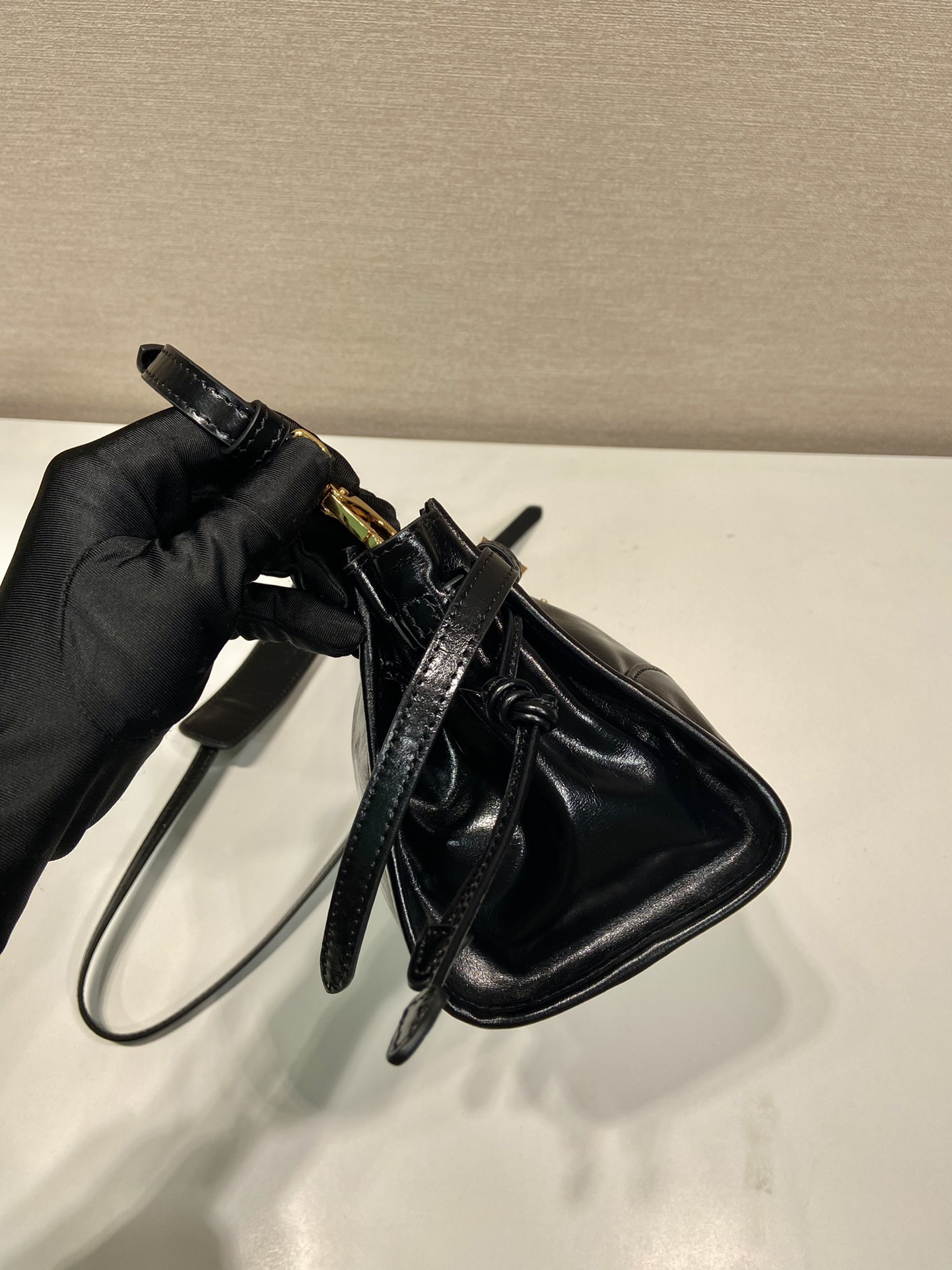 Prada LusSolf Oiled Wax Leather Shoulder Bag 1BA215