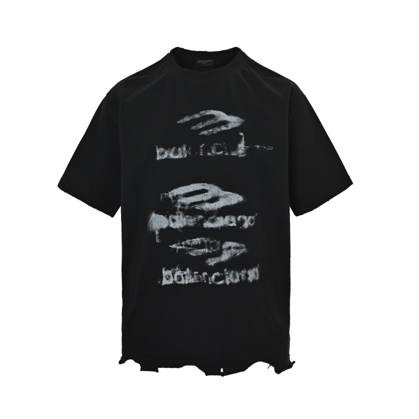 Balenciaga 25ss graffiti letter hem destroyed short sleeves