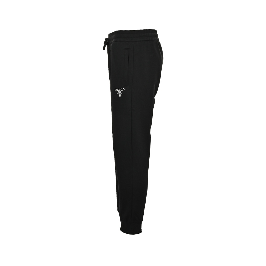 Prada 24Fw front and back logo embroidered fleece trousers