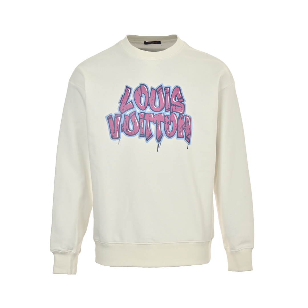 Louis Vuitton 24Fw crewneck sweatshirt with graffiti logo on front and back