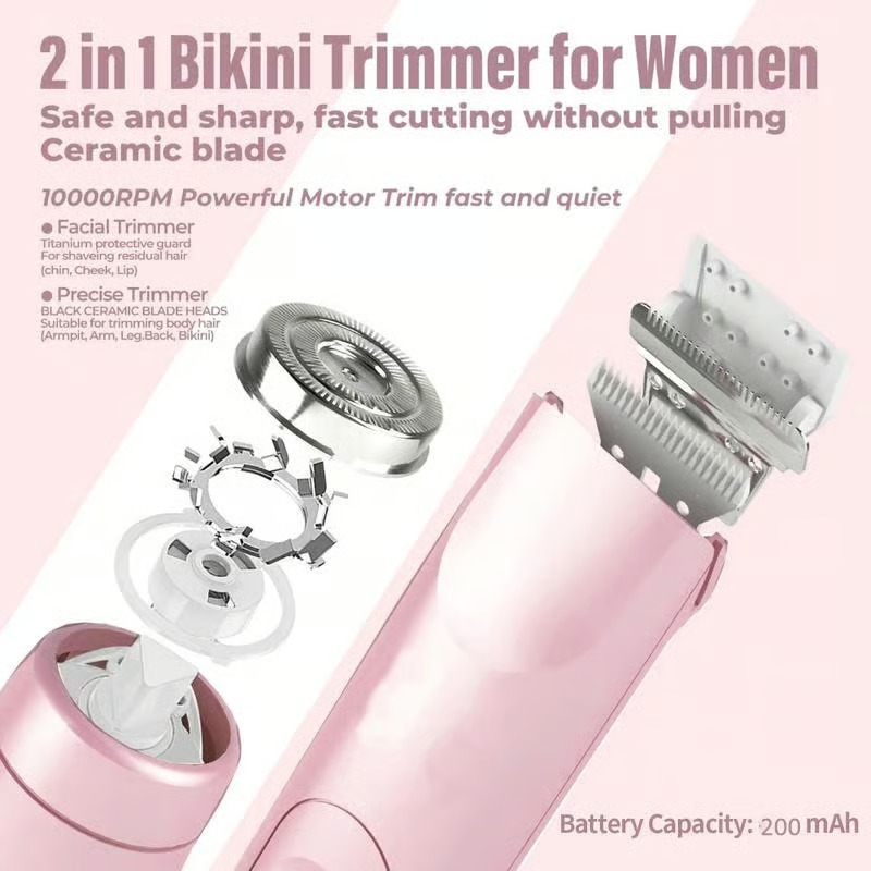 2 in 1 Electric Shaver for Women, 1 Box Rechargeable Electric Shaver & Accessories, Wet and Dry Use Body Trimmer for Home & Travel, Halloween, Christmas