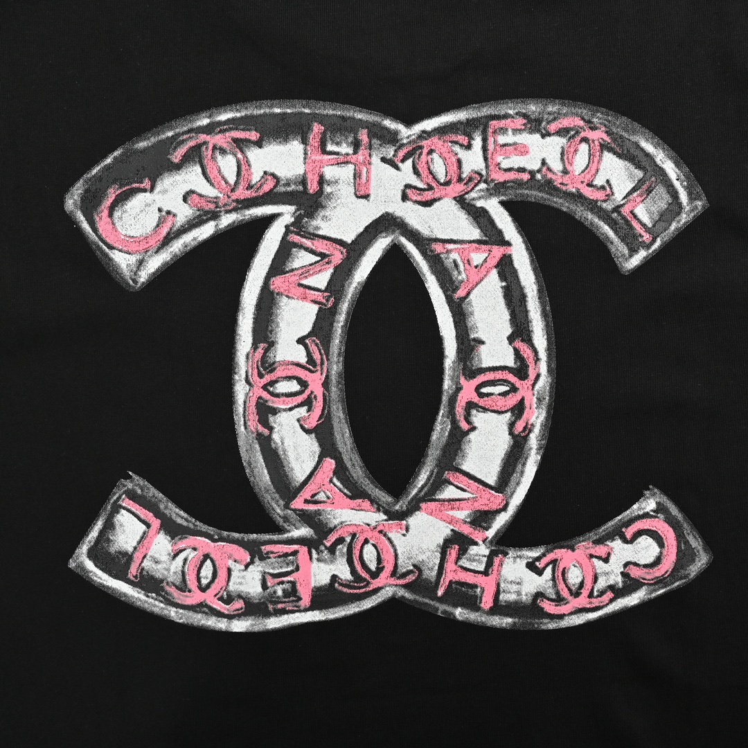 Chanel 24ss hand-painted graffiti logo short sleeve