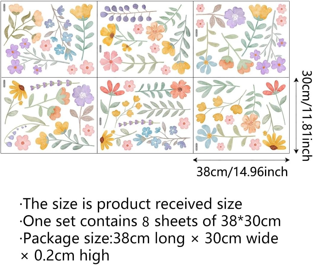 💖Last Day 49% OFF💖8 Sheets Removable Colorful Wildflower Wall Decal