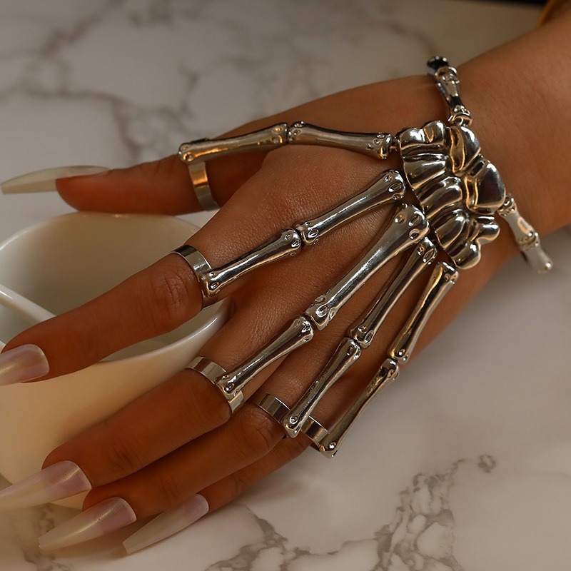 🖤💀Adjustable Punk Skull Hand Bone Ring Bracelet🖤Buy 3 Pcs Get 10% Off & Free Shipping