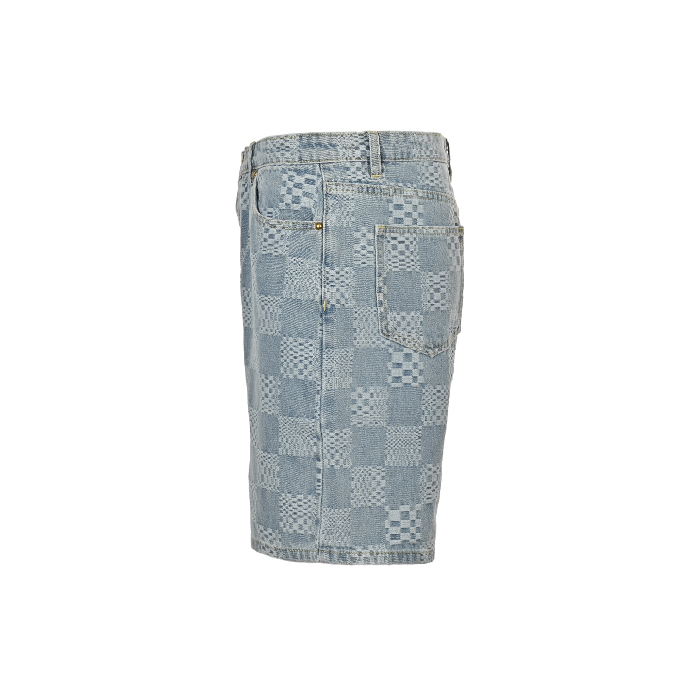 Louis Vuitton 25ss checkerboard jacquard denim shorts