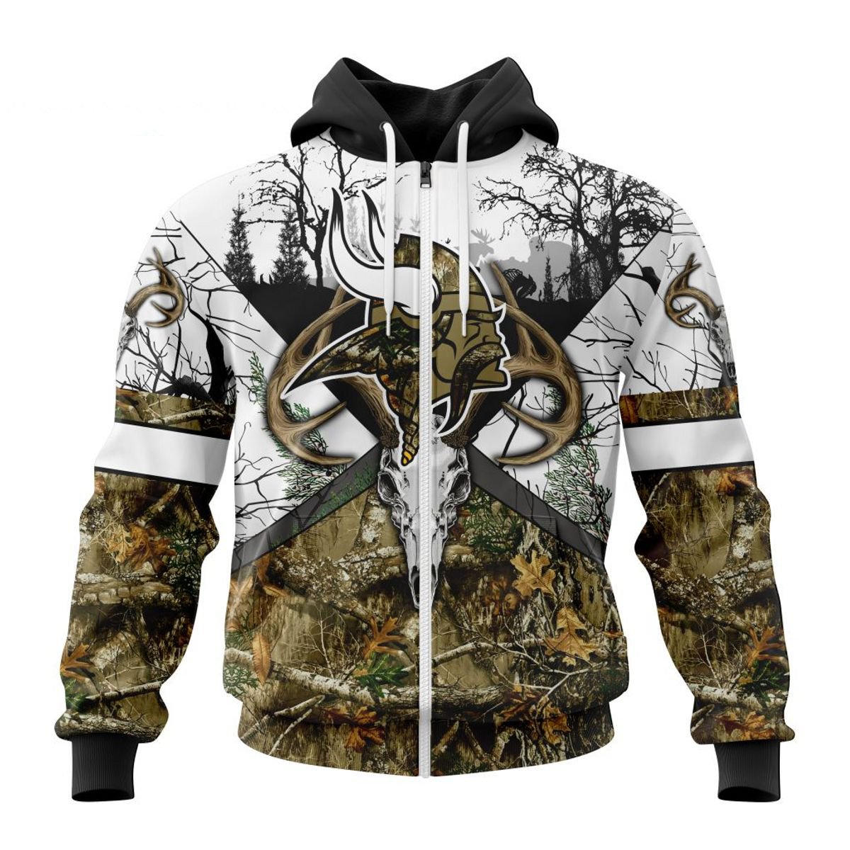 MINNESOTA VIKINGS DEER SKULL AND FOREST 3D HOODIE