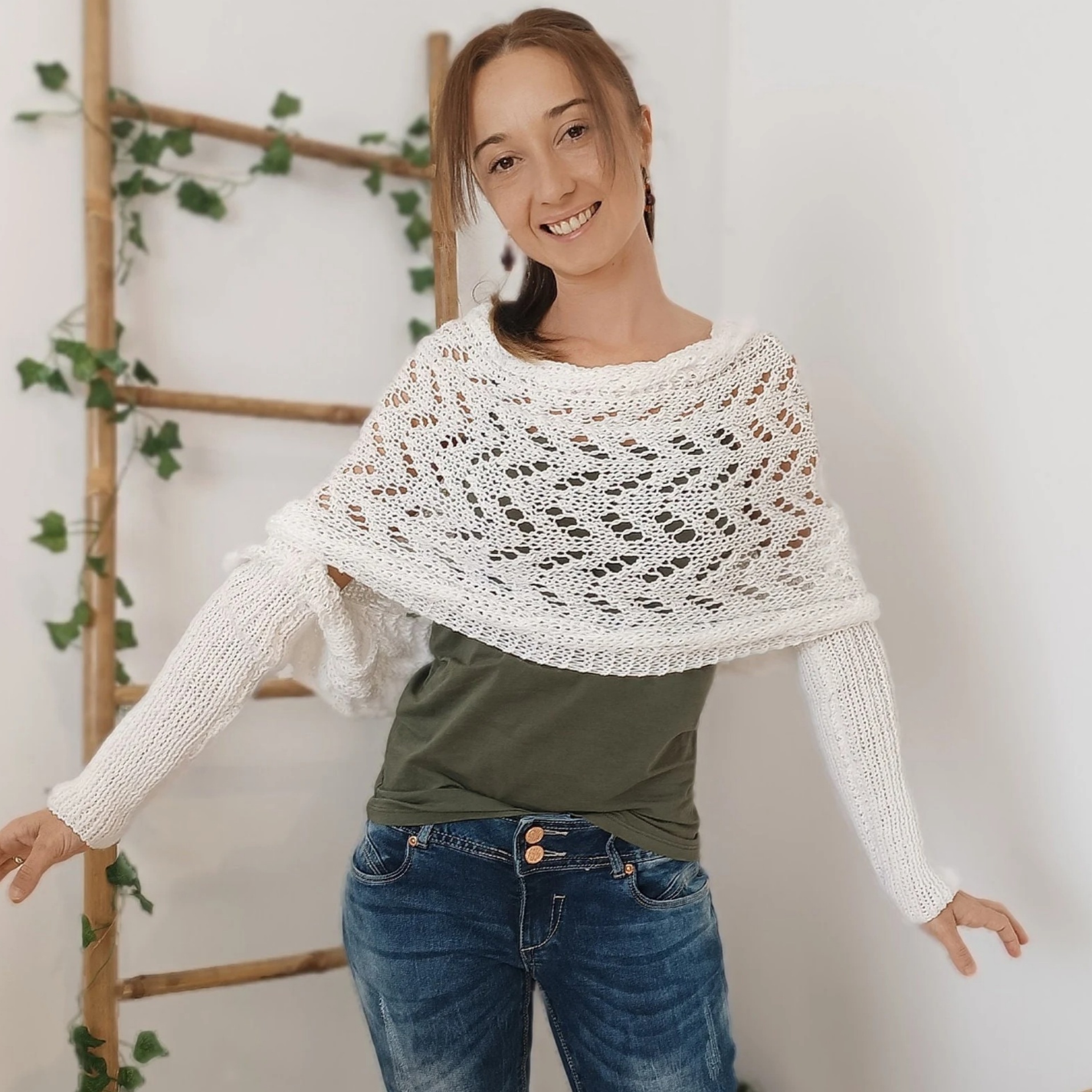 🏆Last Day 49% OFF⚡Scarf With Sleeves, Knitted Cable Wrap