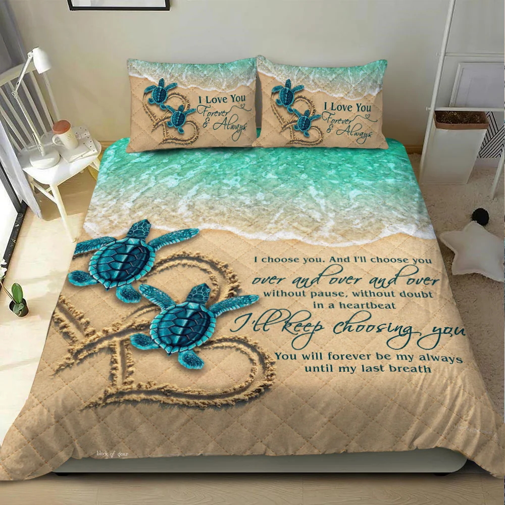 Sea Turtle Couple Quilt Bed Set