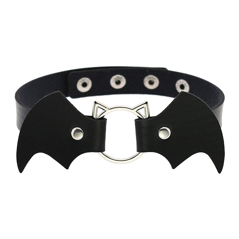 Bat Wings Vampire Kitty Leather Collar