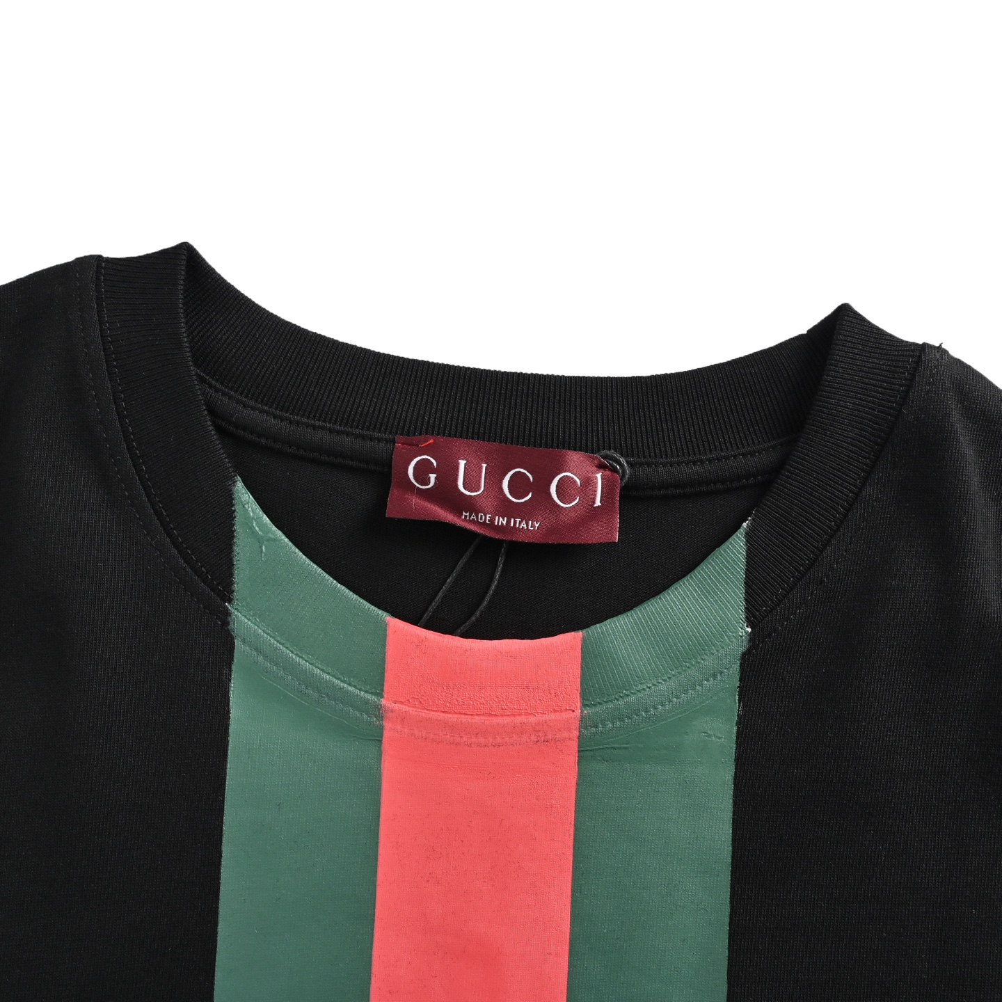 Gucci 25ss red and green striped letter print short sleeve