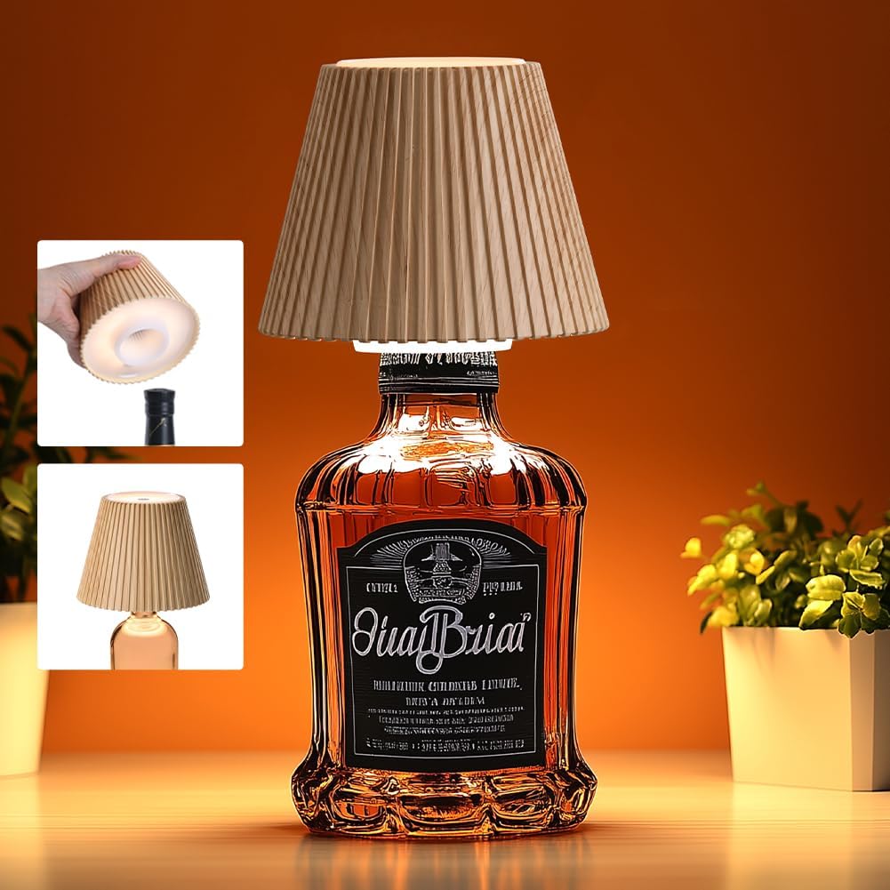 🔥Last Day 50% OFF🔥Wireless Bottle Lamp Shades for Table Lamps, 3-Level Brightness Rechargeable Touch Lamps