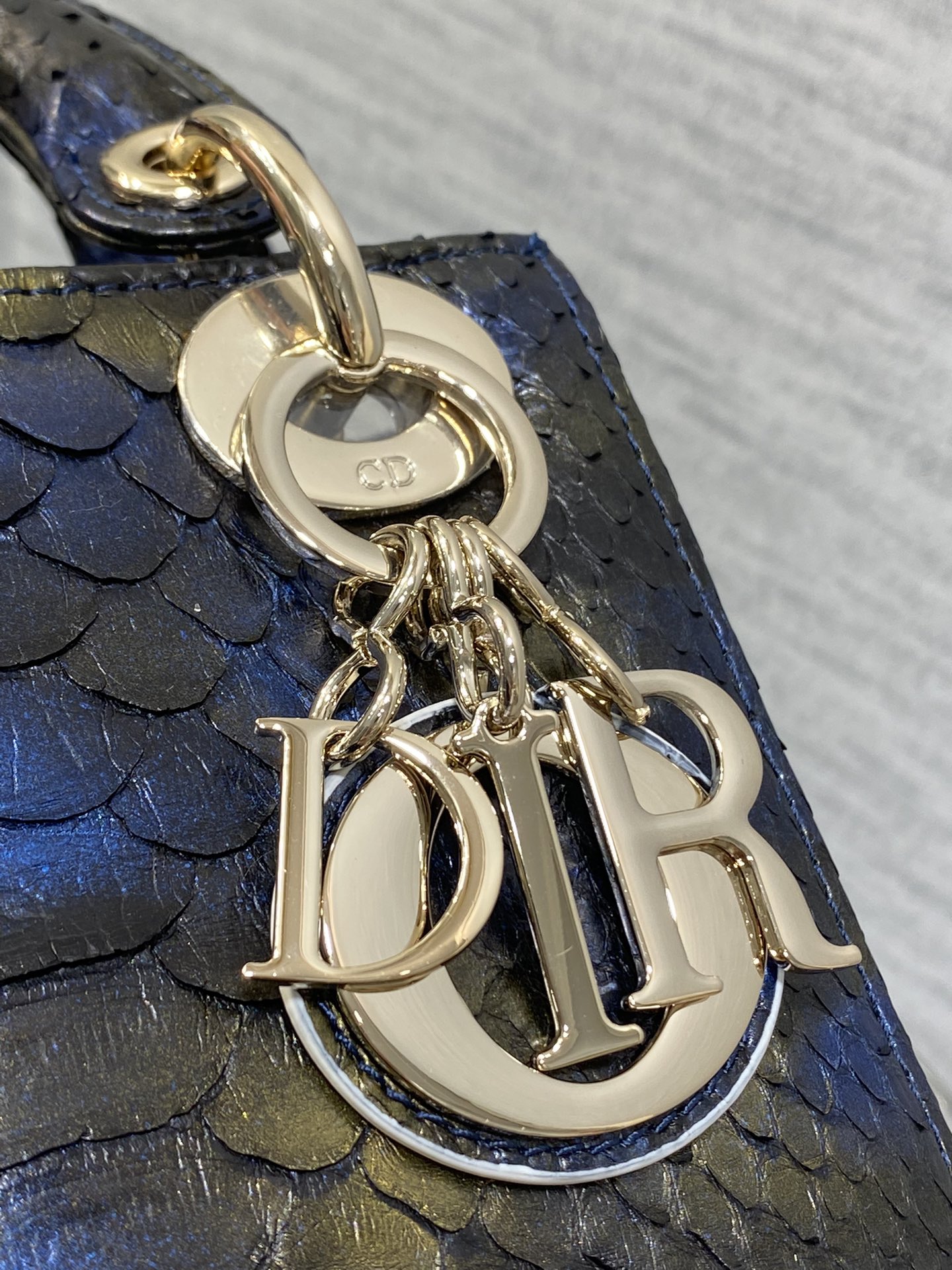 Dior Lady three-grid rare snakeskin Princess Diana bag