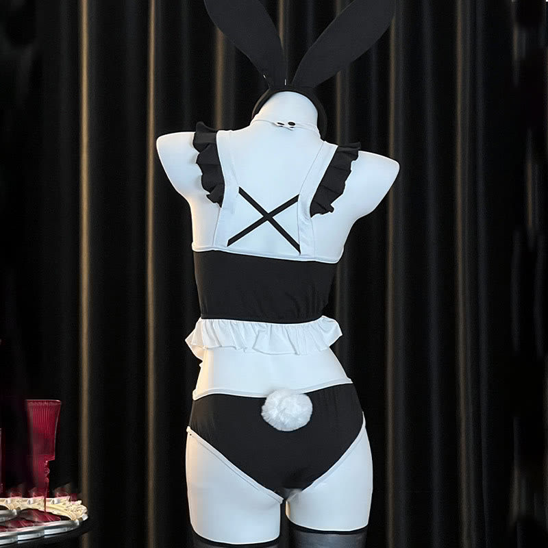 Cosplay Bunny Flounce Hollow Out Lingerie Set