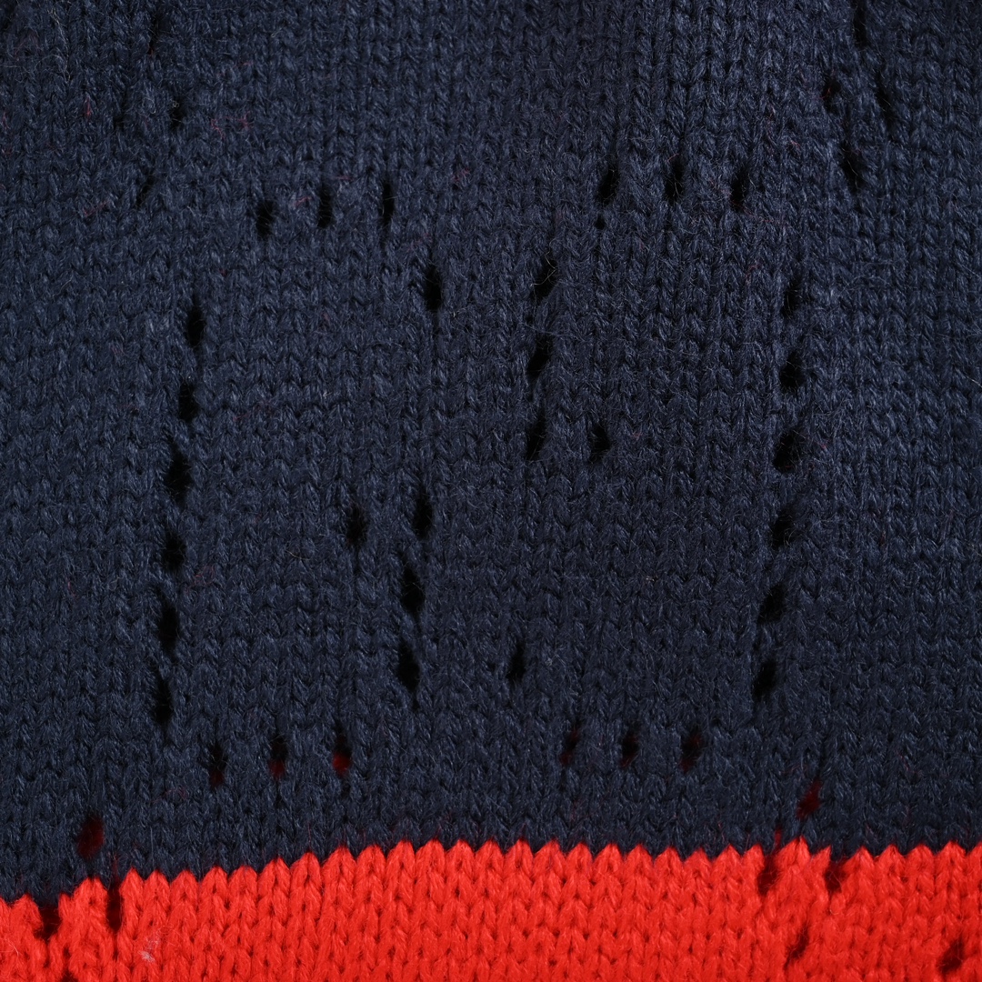 Gucci 24Fw Double G hollow contrast striped sweater