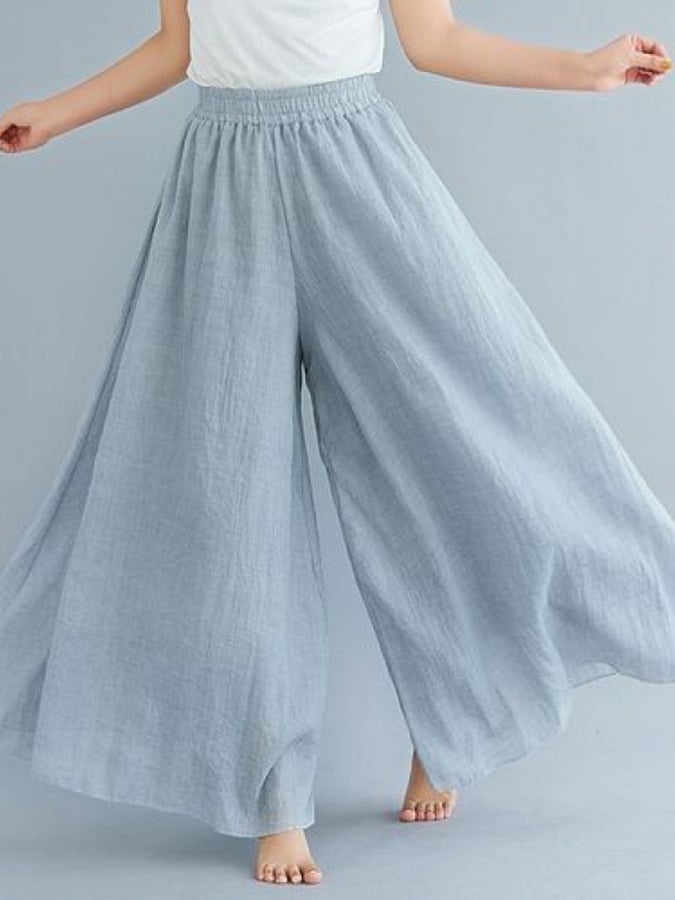 Cotton Linen High Waist Retro Swing Culottes