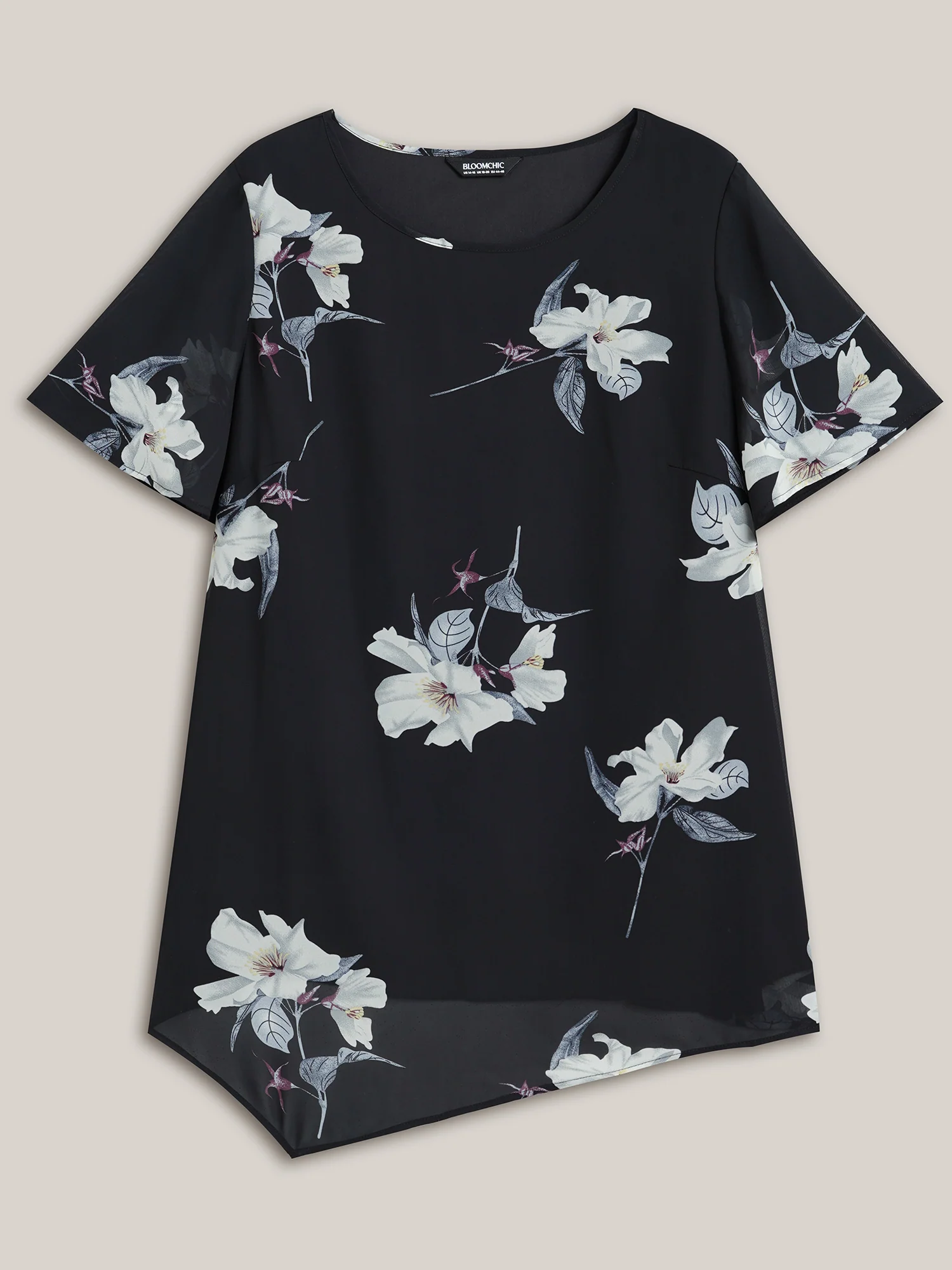 Chiffon Floral Round Neck Shirt