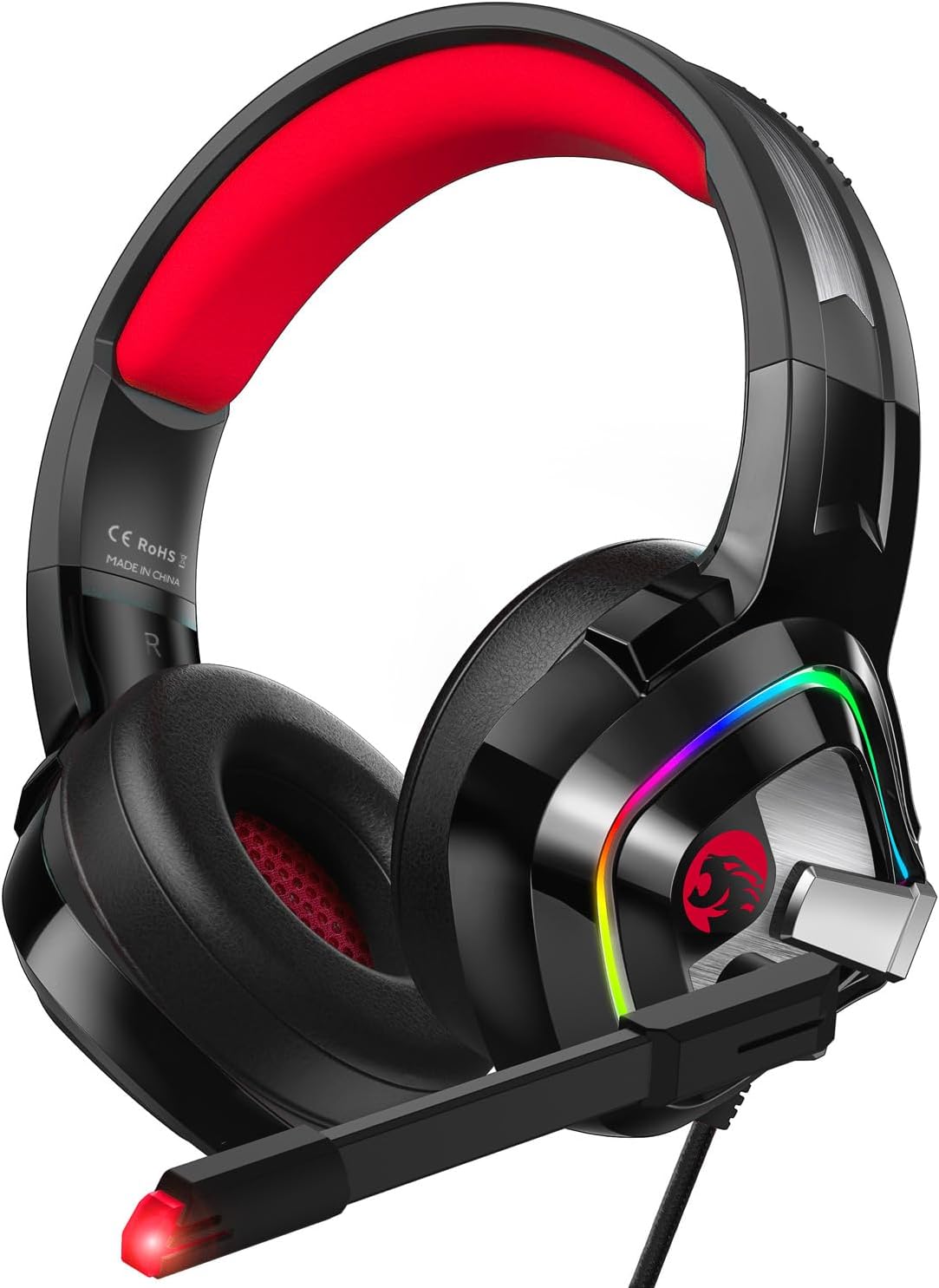 ZIUMIER Z66 Gaming Headset, Wired, Over-Ear, Noise Cancelling Mic, RGB Light, Stereo Surround Sound, Compatible with PS4, PS5, Xbox One, Laptop (Green)