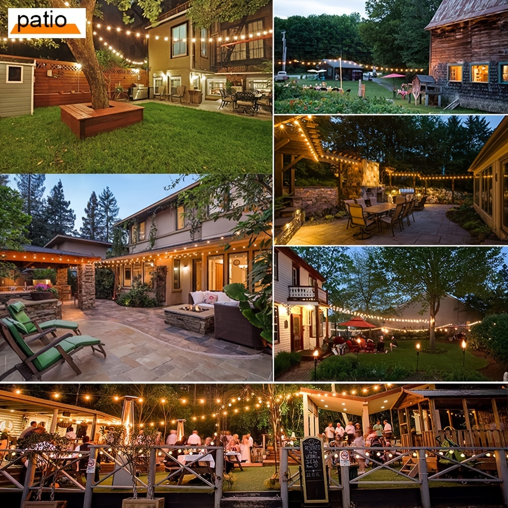 Solar String Lights Outdoor Waterproof LED Shatterproof 25FT/49FT Heavy Duty Outdoor String Lights Solar Powered With Plastic Hanging S14 Bulbs