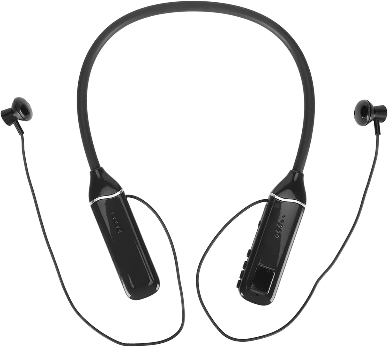 Bluetooth Neckband Headphone, Neckband Earphones Wireless, LED Power Display Memory Card Playback Magnetic Earbuds Headset with RGB Backlight (Black)