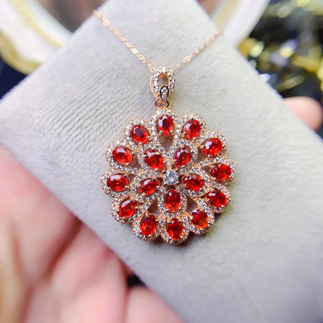 Ruby Necklace Women's Silver 925 Simple atmospheric jewelry Free shipping Women's Pendant gem Gift necklace Pendant