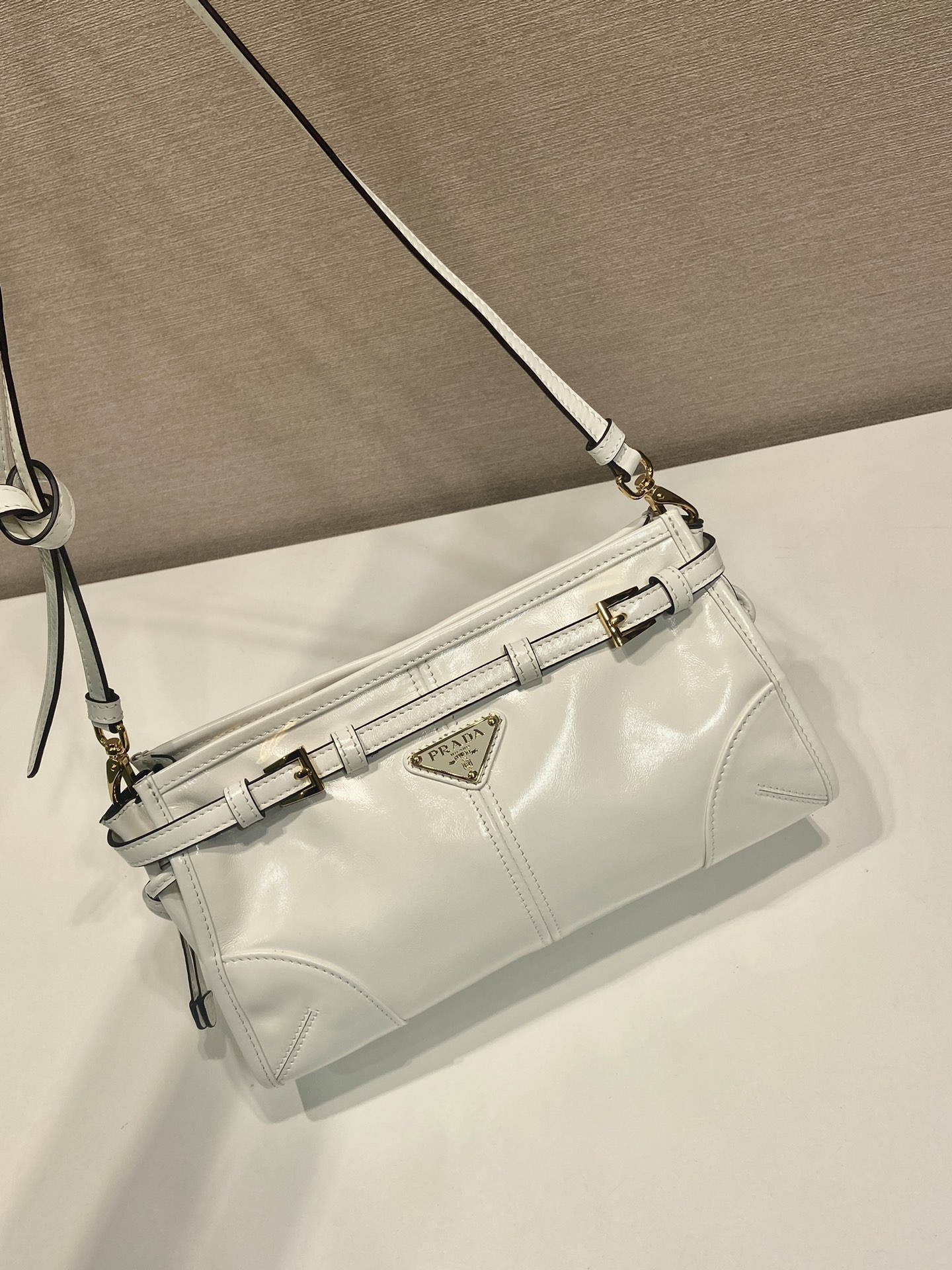 Prada LusSolf Oiled Wax Leather Shoulder Bag 1BA215