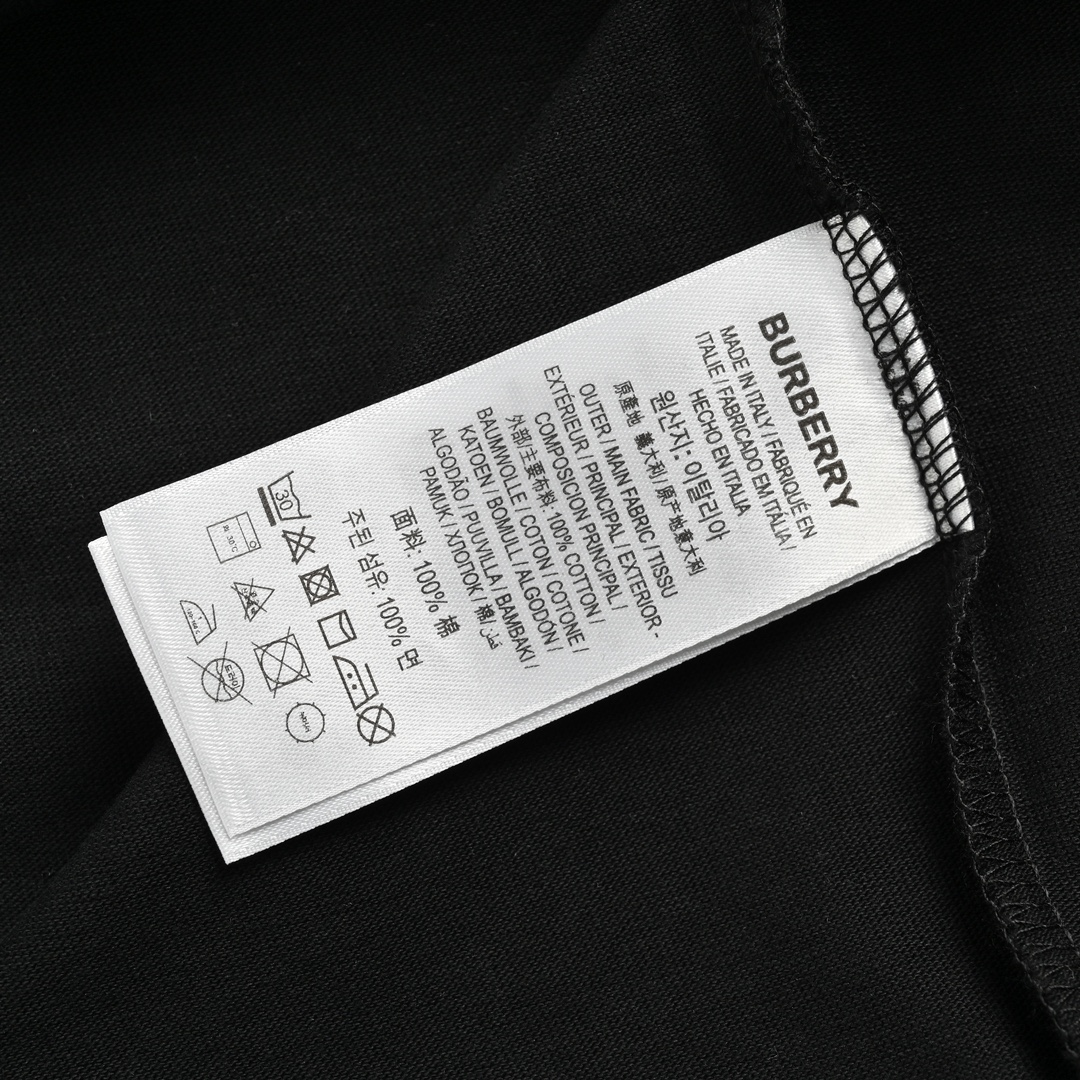Burberry 24ss plaid collar stitching embroidered letter short sleeves