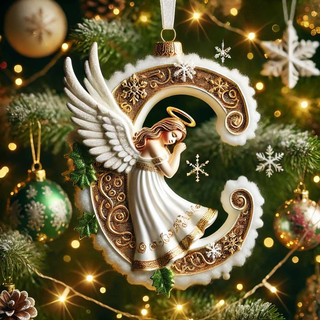 Angel Initial Christmas Ornaments