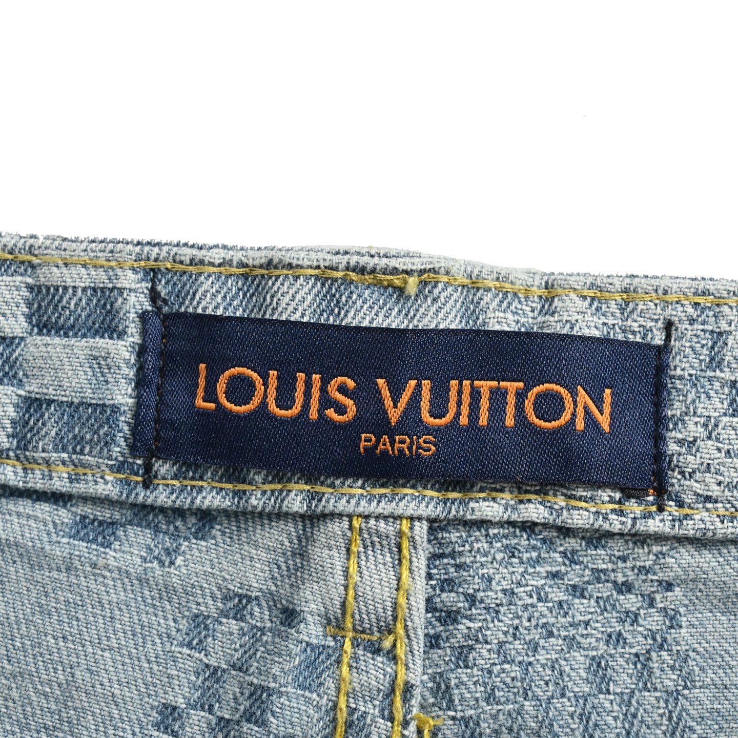 Louis Vuitton 25ss checkerboard jacquard denim shorts