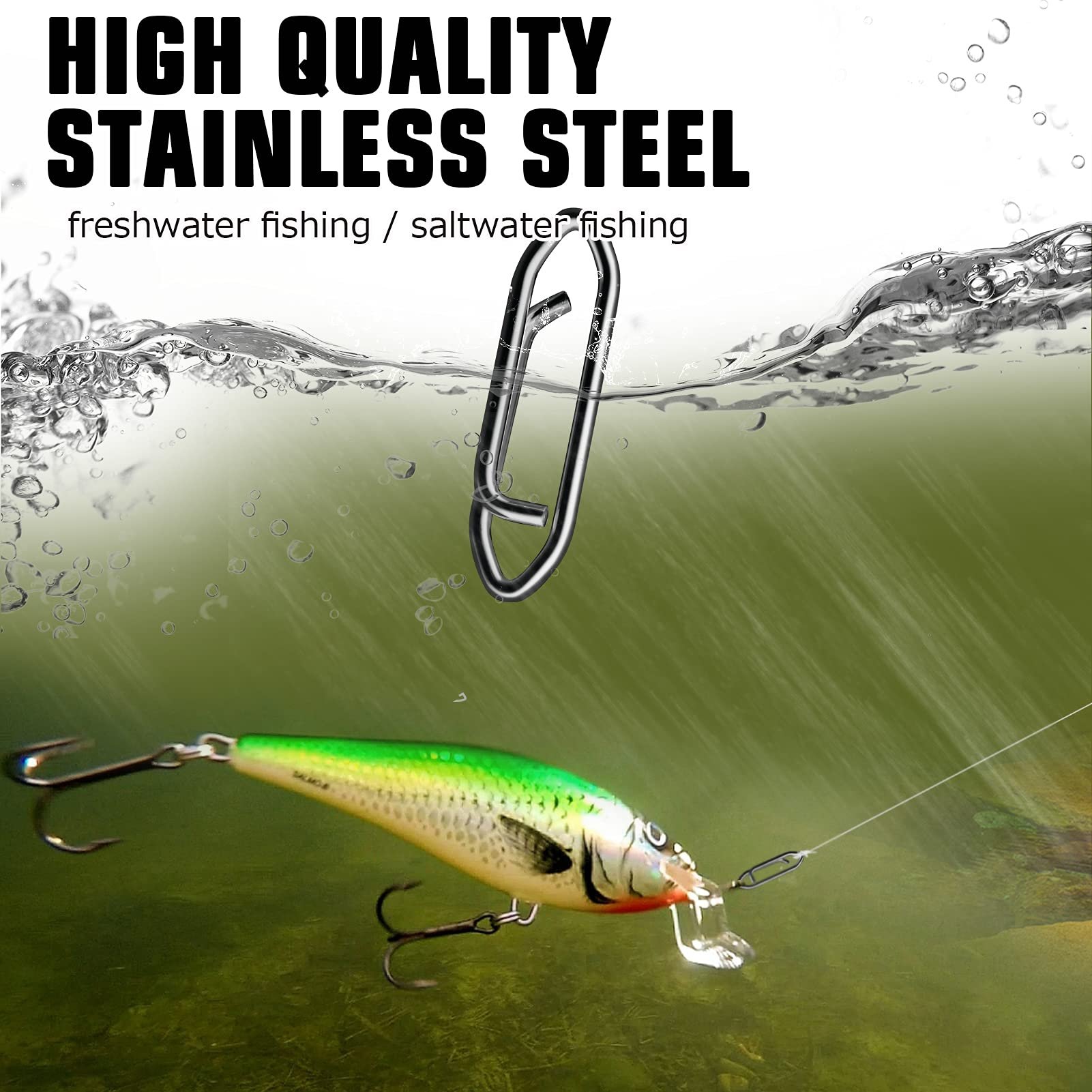 💥Stainless Connector Snaps Swivels Tackle Steel Power Fishing Clip