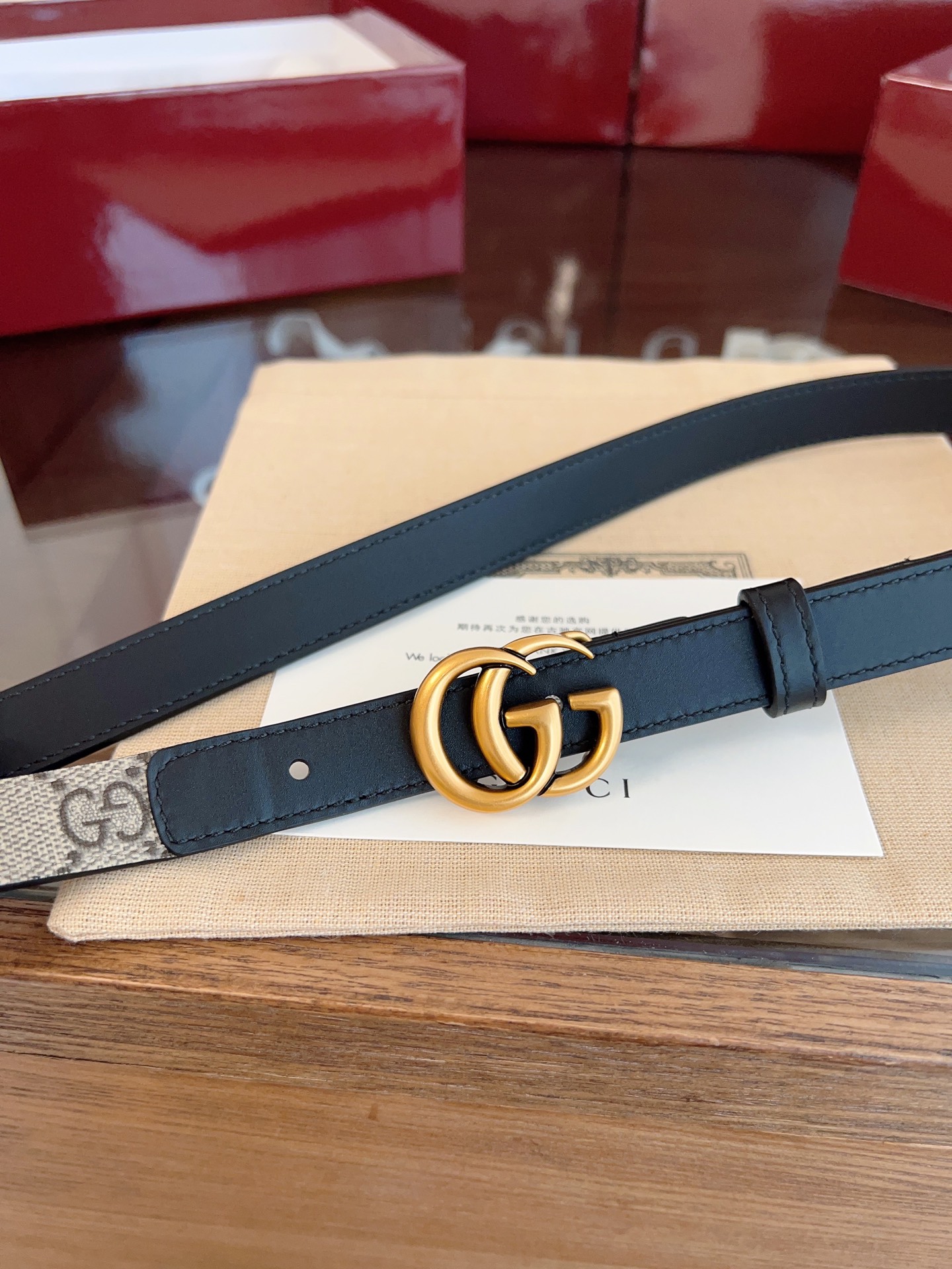 Gucci Double G steel buckle women's cowhide double-sided belt width 2.0cm