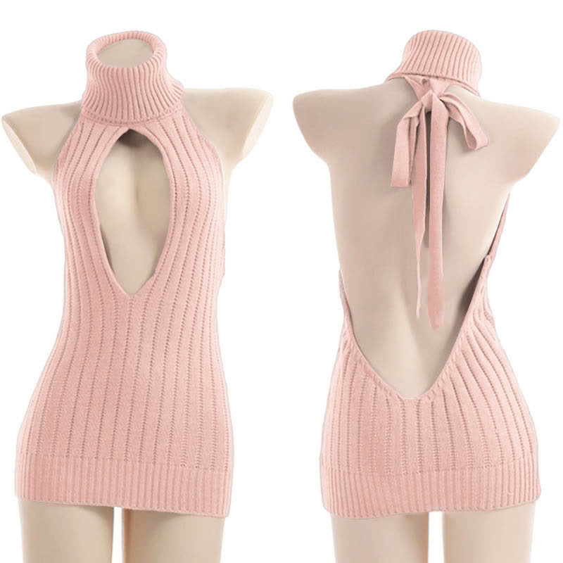 Hollow Out Front Backless Virgin Killer Cosplay Sweater