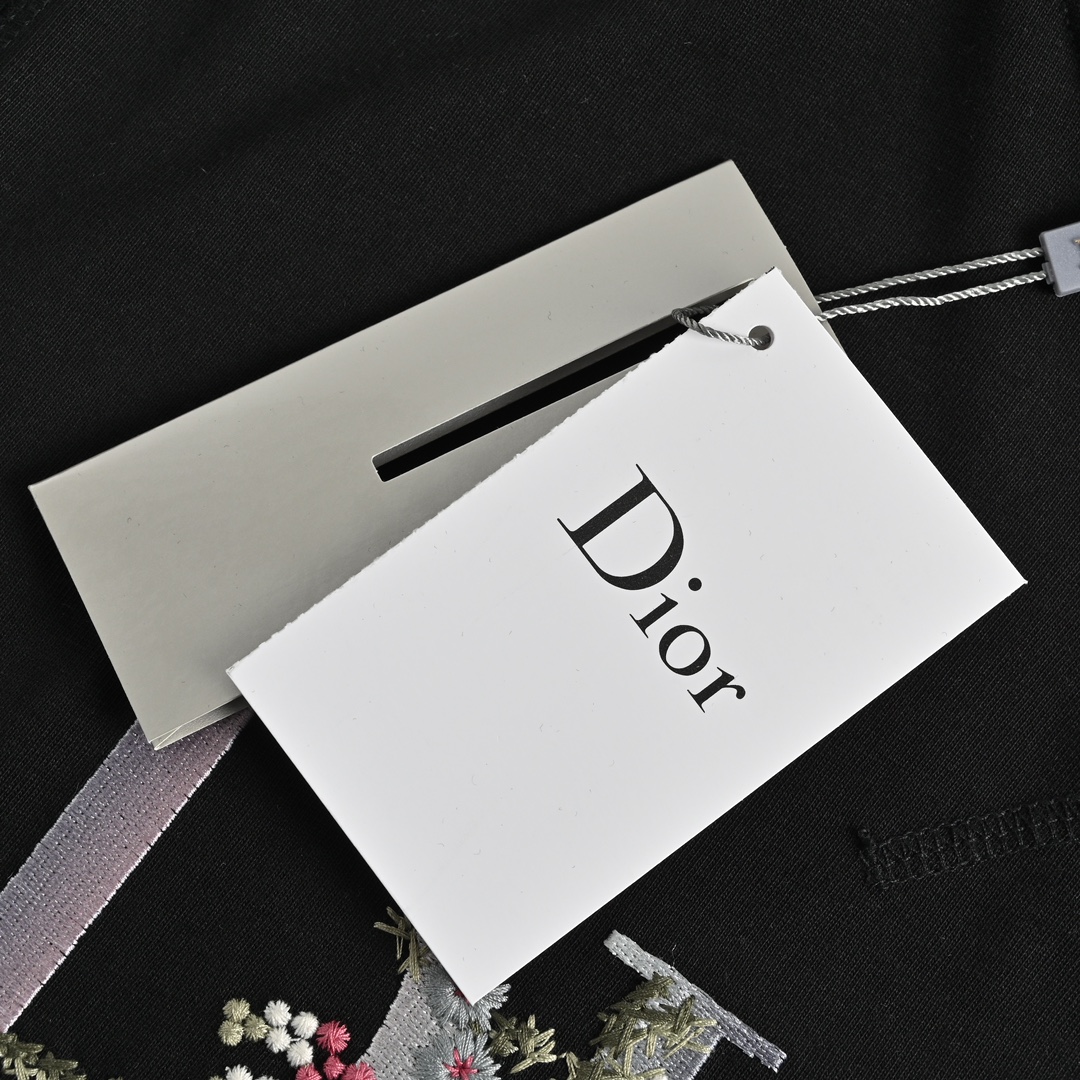 Dior 22ss embroidered floral lettering short sleeve