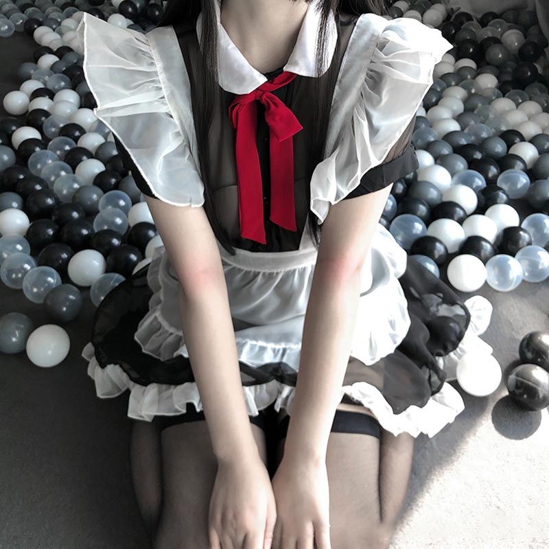Sexy Maid Apron Stockings Lingerie Dress