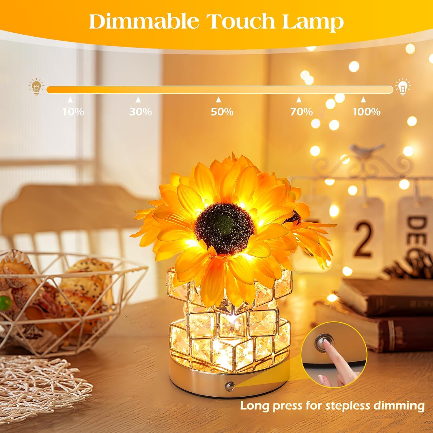 🔥ON SALE🔥Rechargeable Cordless Touch Sunflowers Flower Lamp
