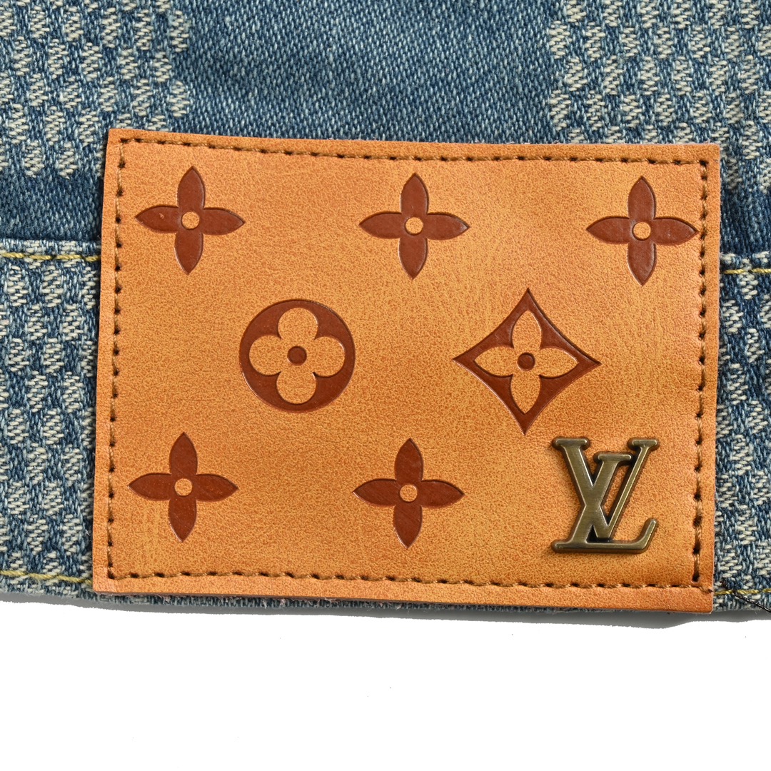 Louis Vuitton 24Fw checkerboard panel washed denim jacket