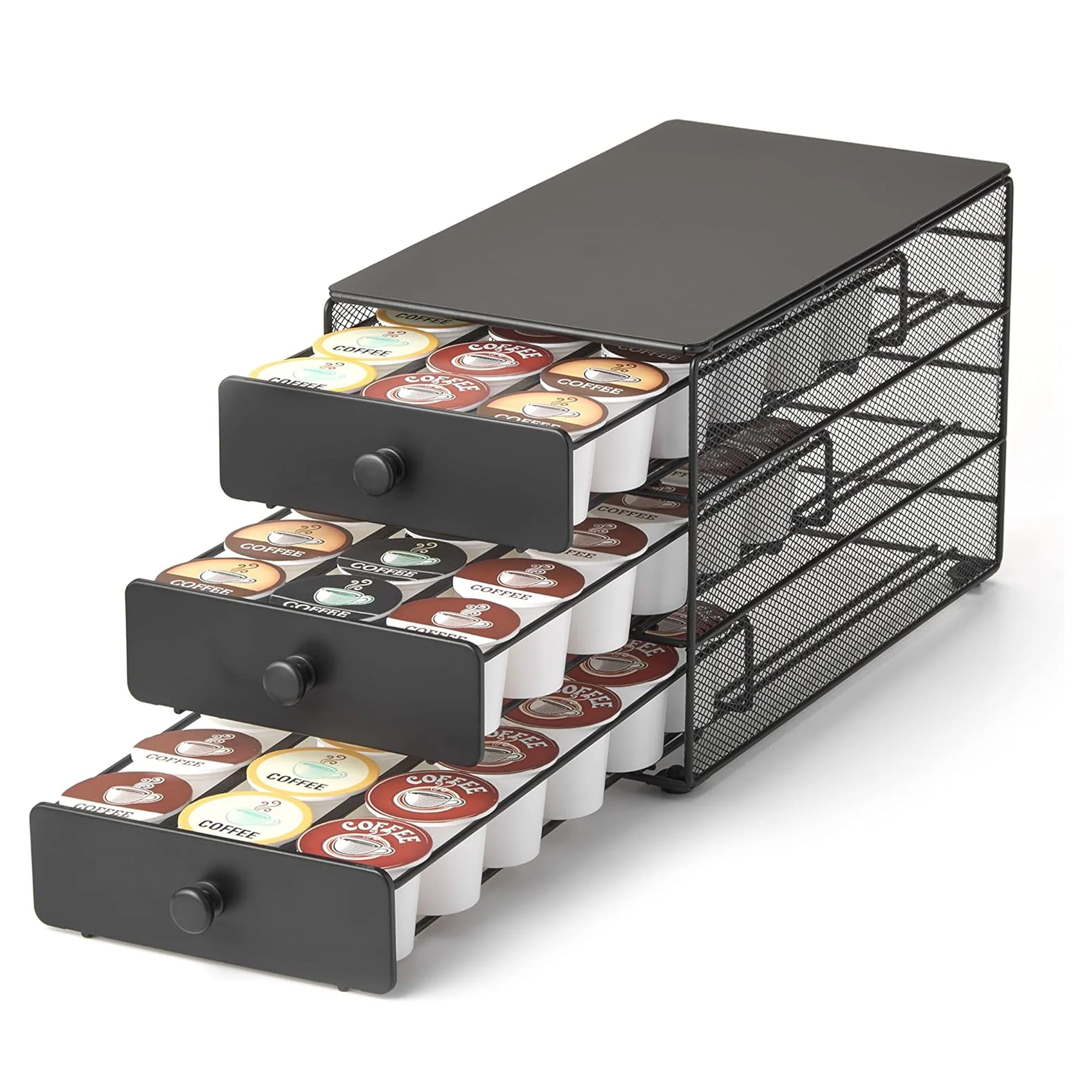 Nifty 3-Tier Holder & Storage, 54 K-Cups Pod Pack Capacity Rack Satin Finish, Black